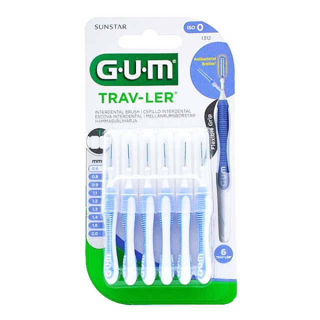 Gum Trav-ler Interdental Brushes 0.6mm Blue 6 pieces
