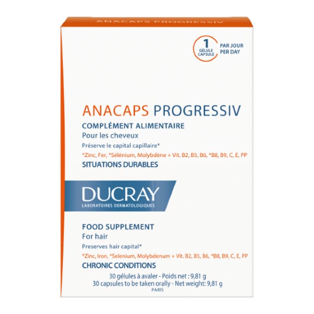 Ducray Anacaps Progressiv Για Την Προοδευτική Τριχόπτωση 30 κάψουλες