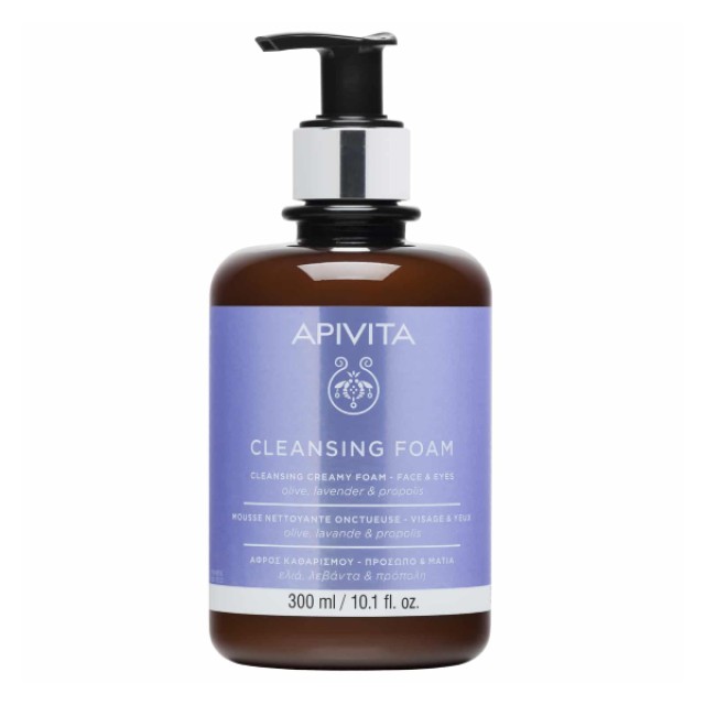 Apivita Cleansing Foam Κρεμώδης Αφρός Καθαρισμού Για Πρόσωπο & Μάτια Mε Ελιά & Λεβάντα Limited Edition 300ml