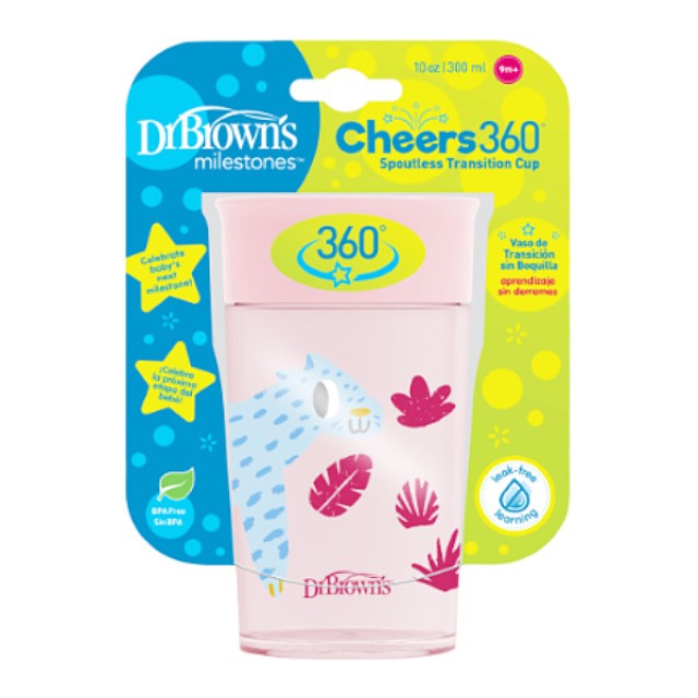 Dr. Brown's Spoutless Transition Cup 360 9m+ Ροζ 300ml
