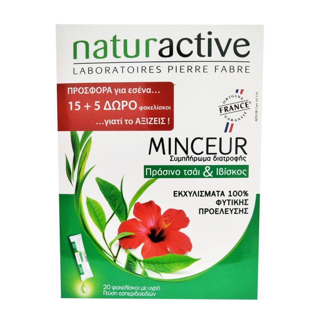 Naturactive Minceur Set Συμπλήρωμα Διατροφής Πράσινο Τσάι & Ιβίσκος 15+5 Δώρο