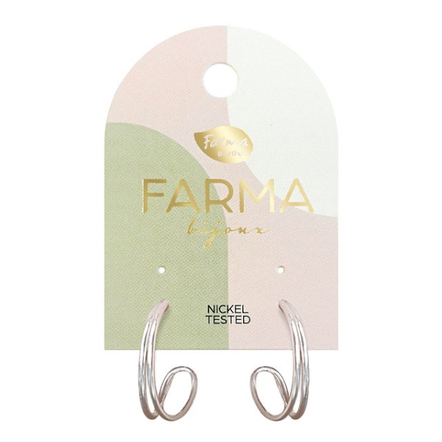 Farma Bijoux Earrings Silver Spaced Hoops 20mm