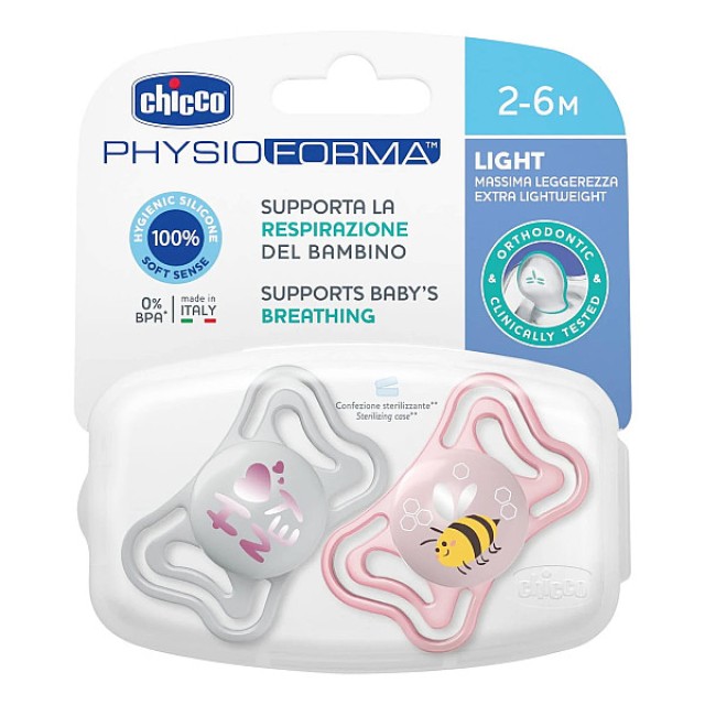 Chicco Physioforma Light Πιπίλα Σιλικόνης Ροζ 2-6m 2 τεμάχια