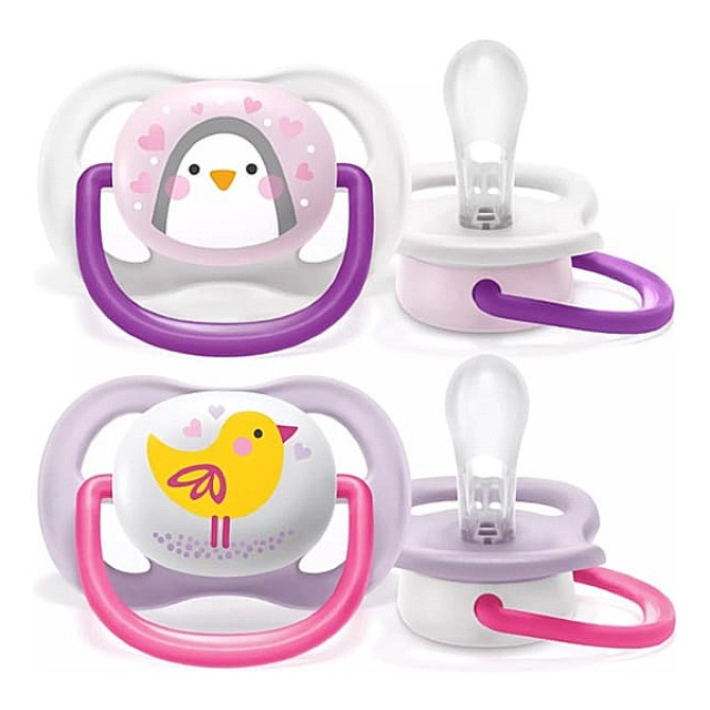 Philips Avent Ultra Air Animals Orthodontic Pacifier Bird-Penguin 0-6m 2 pieces