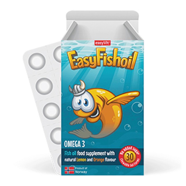 EasyVit EasyFishoil Omega 3 γεύση Λεμόνι-Πορτοκάλι 30 ζελεδάκια