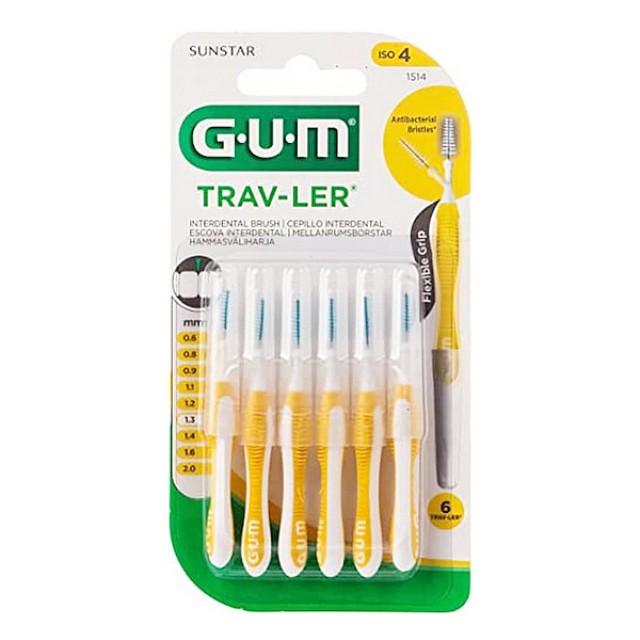 Gum Trav-ler Μεσοδόντια Bουρτσάκια 1.3mm Κίτρινο 6 τεμάχια