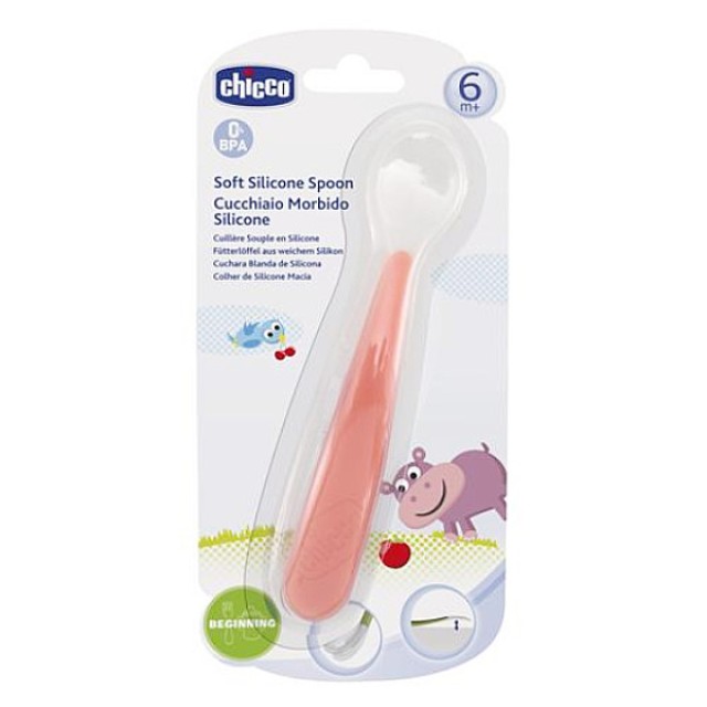 Chicco Soft Silicone Spoon 6m+ Red 1 τεμάχιο