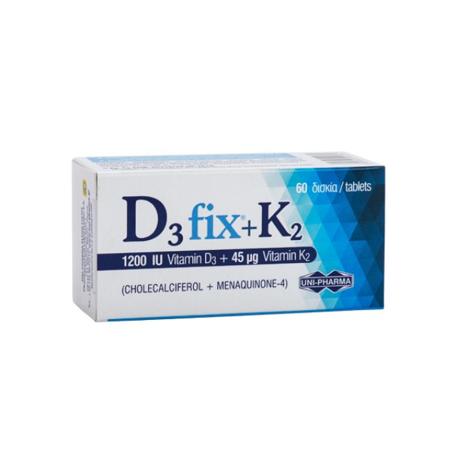 Uni-Pharma D3 Fix 1200iu & K2 45μg 60 tablets
