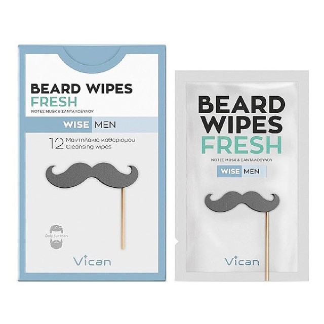 Vican Wise Men Beard Wipes Fresh 12 τεμάχια