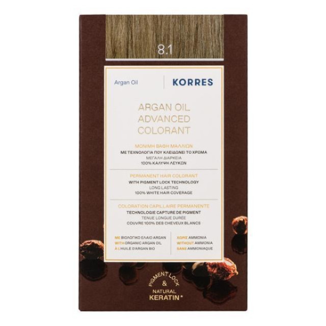 Korres Argan Oil Advanced Colorant 8.1 Ash Light Blonde