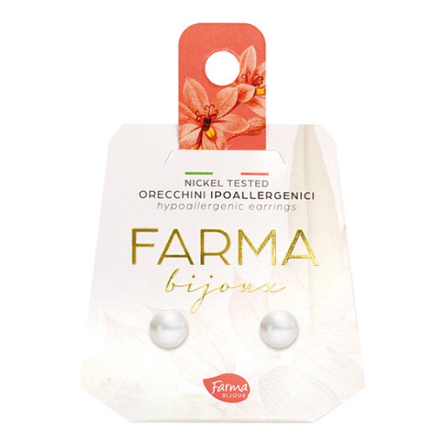 Farma Bijoux Υποαλλεγικά Σκουλαρίκια Πέρλες Λευκές 6mm