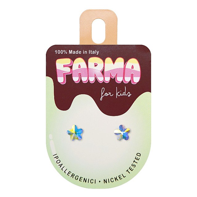 Farma Bijoux Υποαλλεγικά Σκουλαρίκια Λουλούδι Ιριδίζον Κρύσταλλο 6mm