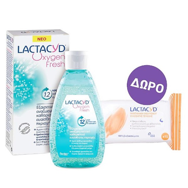 Lactacyd Oxygen Fresh 200ml & Intimate Cleansing Wipes 15 τεμάχια