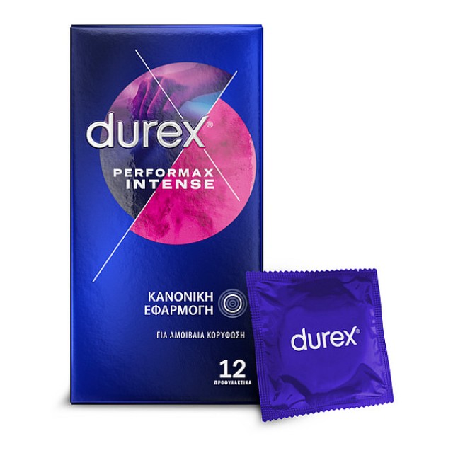 Durex Condoms With Dots, Stripes and Retardant Gel Performax Intense 12 pieces