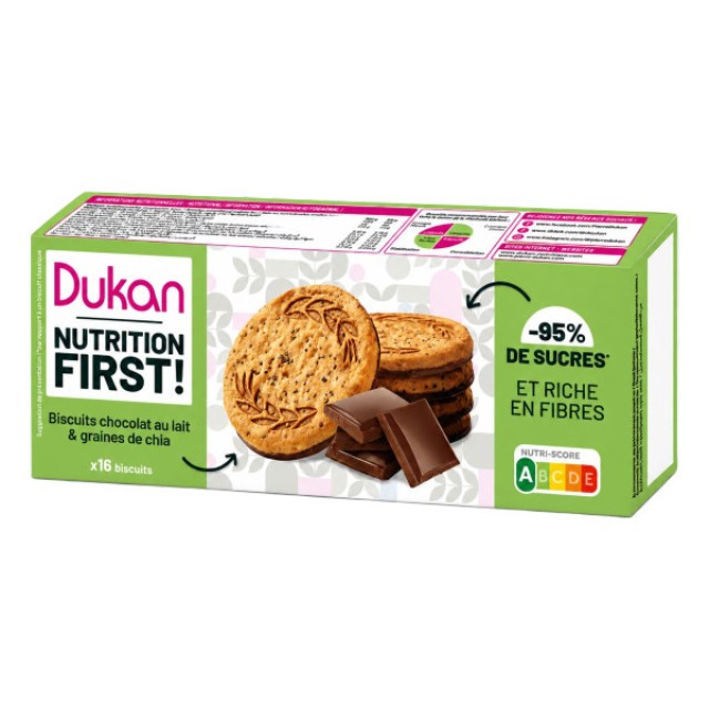 Dukan Oat Cookies with Milk Chocolate and Chia Seeds 160g