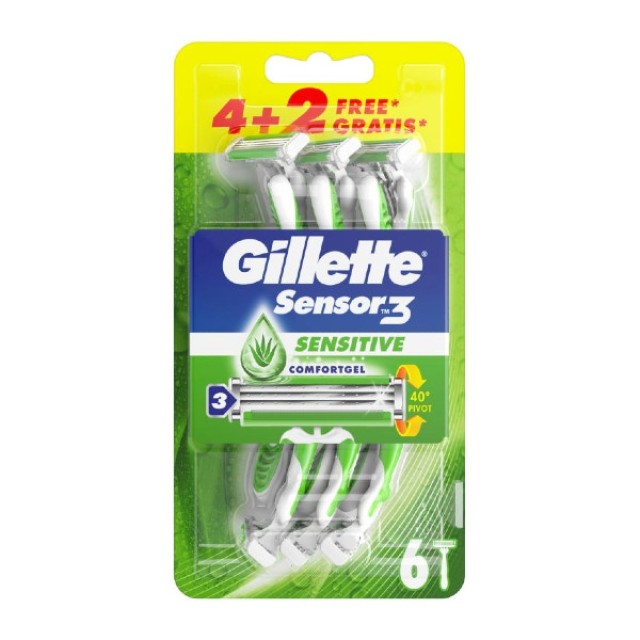 Gillette Sensor3 Sensitive Ξυραφάκια μιας Χρήσης 6 τεμάχια