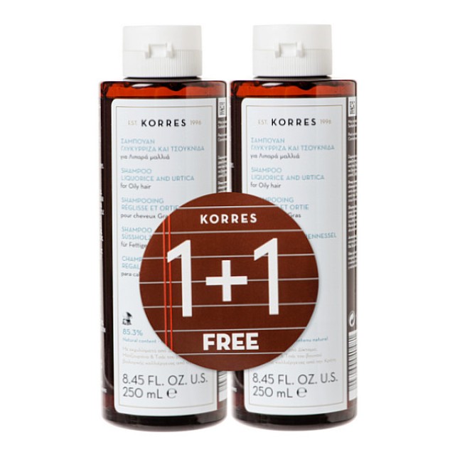 Korres Licorice & Nettle Shampoo for Oily Hair 2x250ml