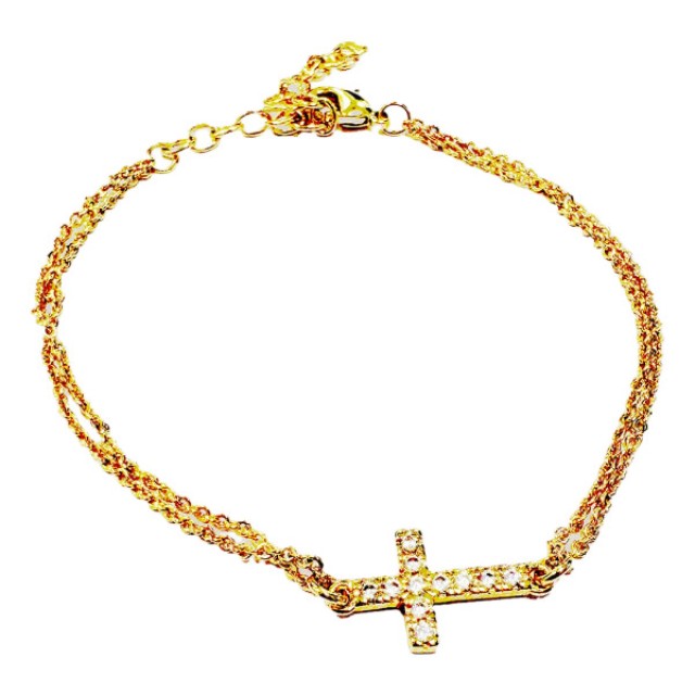 Farma Bijoux Bracelet Cross and Crystals 16-20mm