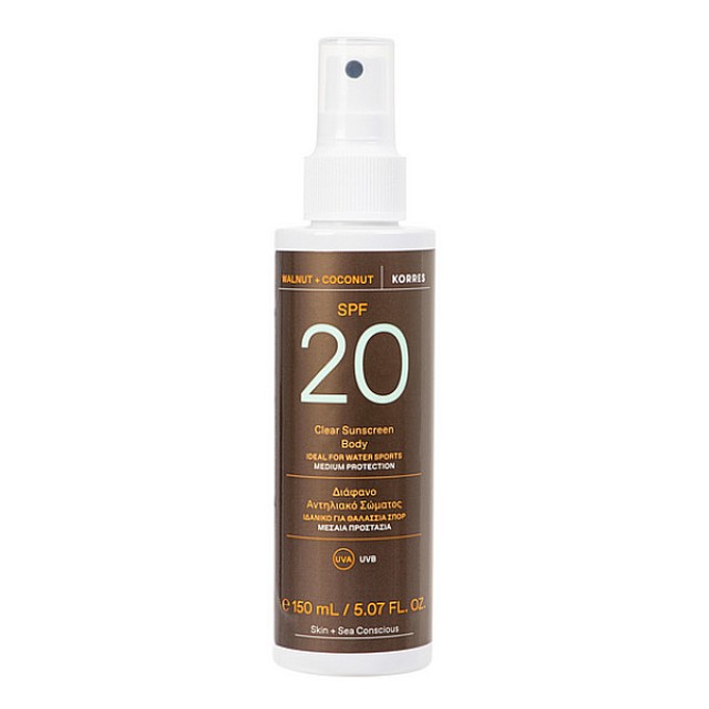 Korres Walnut & Coconut Transparent Body Sunscreen SPF20 150ml