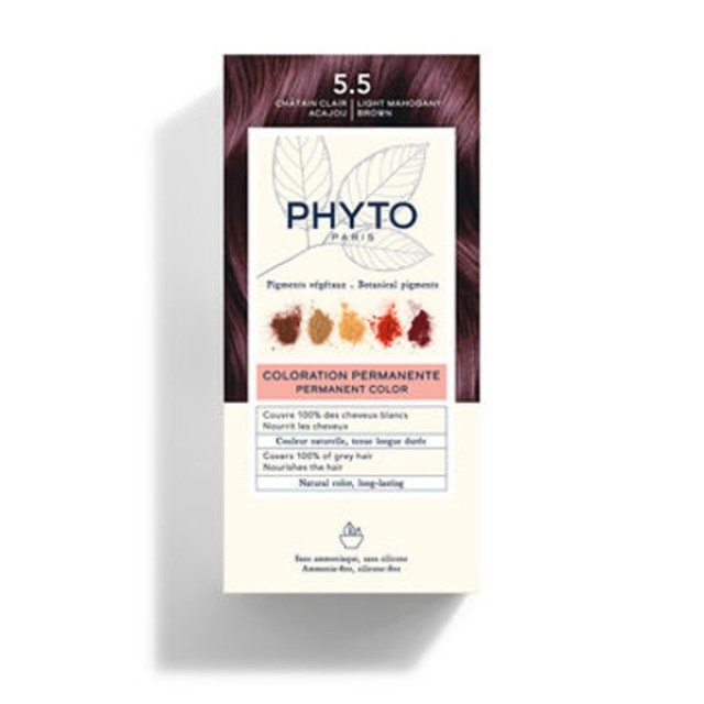 Phyto Hair Color Μόνιμη Βαφή Μαλλιών 5.5 Ανοιχτό Καστανό Μαονί