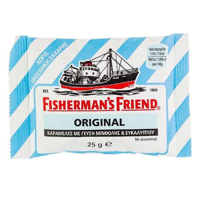 Fisherman’s Friend Original Ευκάλυπτος & Μέντα (Γαλάζιo) Καραμέλες Χωρίς Ζάχαρη 25g