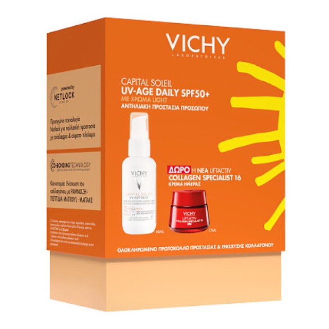 Vichy Capital Soleil UV-Age Daily Pigment SPF50 Light 40ml & Collagen Specialist 16 Day Cream 15ml