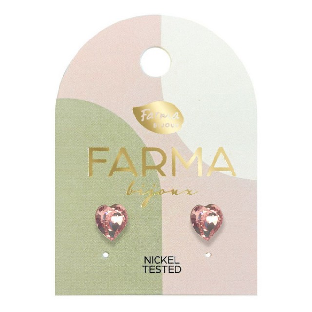 Farma Bijoux Earrings Pink Hearts 5mm