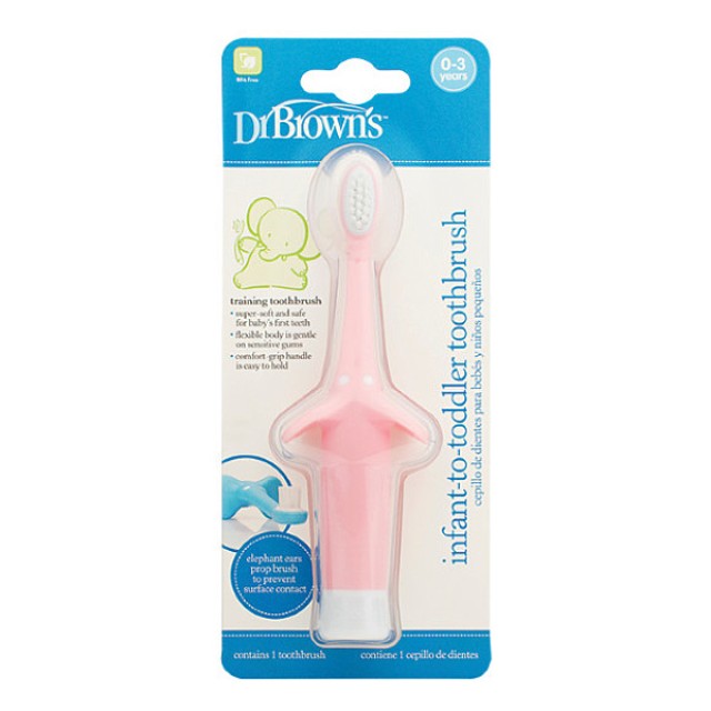 Dr. Brown's Παιδική Οδοντόβουρτσα Ελεφαντάκι Ροζ 0-3 ετών 1 τεμάχιο
