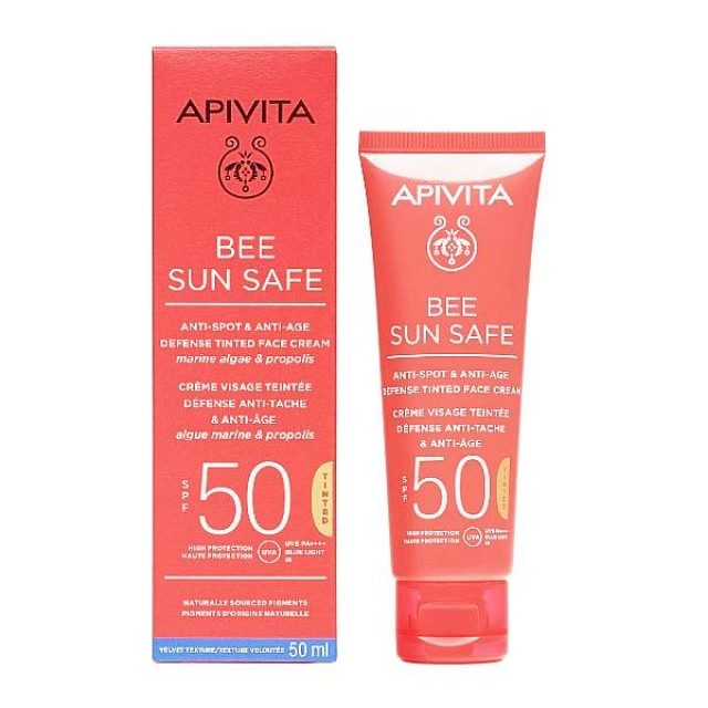 Apivita Bee Sun Safe Anti-Spot & Anti-Age Defense Tinted Face Cream SPF50 50ml