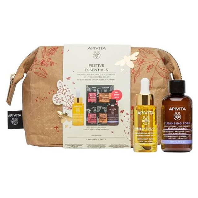 Apivita Beessential Day Oil 15ml & Cleansing Foam 75ml & Face Mask Appricot 2x8ml & Face Mask Pomegranate 2x8ml