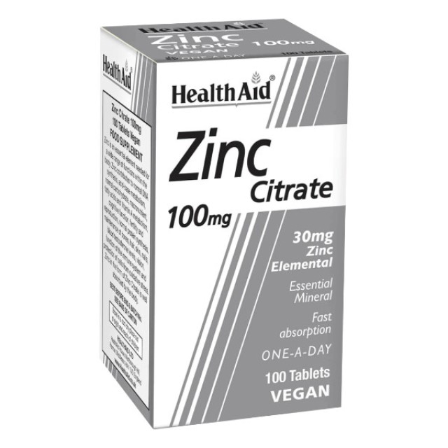 Health Aid Zinc Citrate 100mg 100 ταμπλέτες