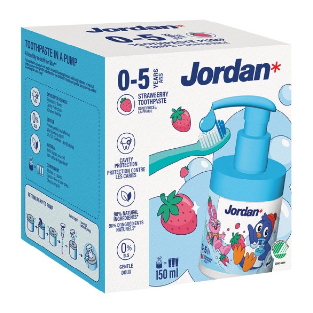 Jordan Kids Toothpaste Pump γεύση Φράουλα 150ml