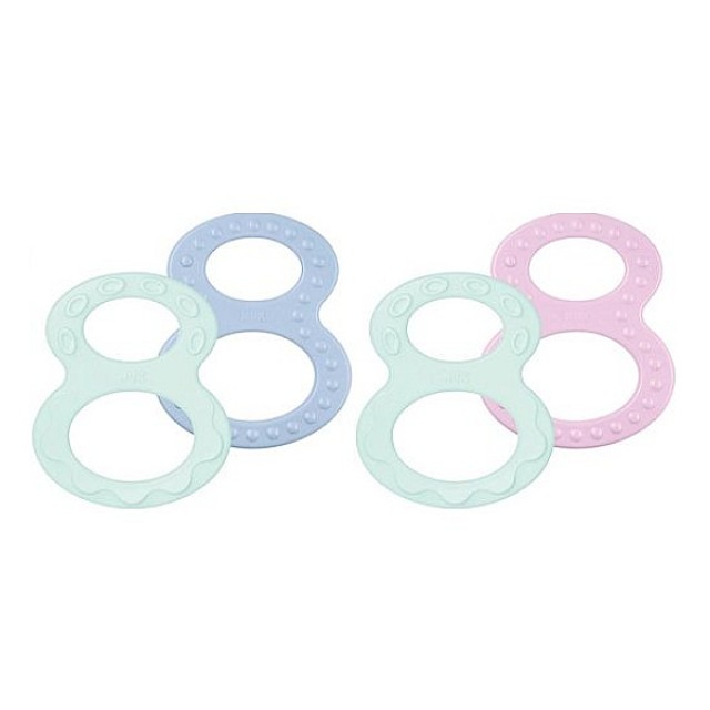 Nuk Teething Ring Lakhani-Blue or Lakhani Pink 0m+ 2 pieces