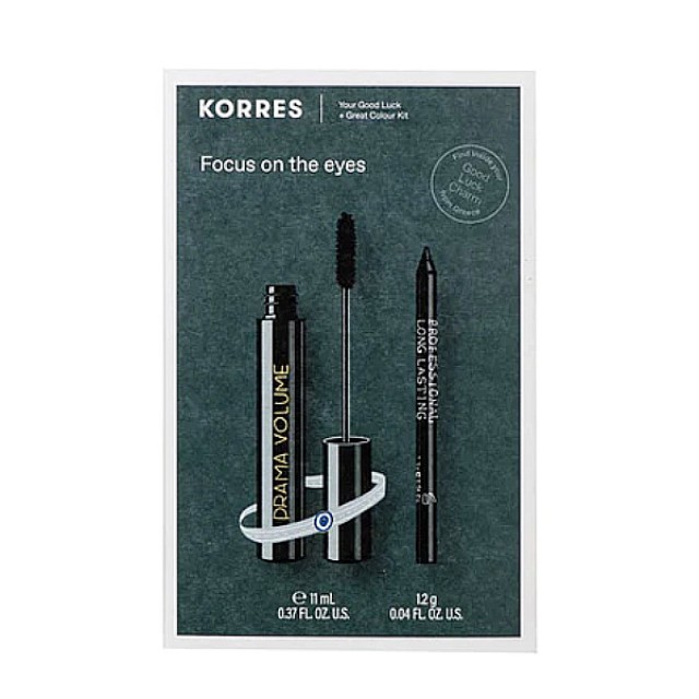 Korres Focus on the Eyes Volcanic Minerals Μάσκαρα 01 Μαύρο 11ml & Professional Long Lasting Μολύβι Ματιών Volcanic Minerals 01 Μαύρο 1.2 g