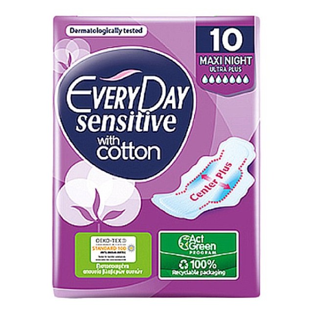 EveryDay Sensitive with Cotton Maxi Night Ultra Plus 10 τεμάχια