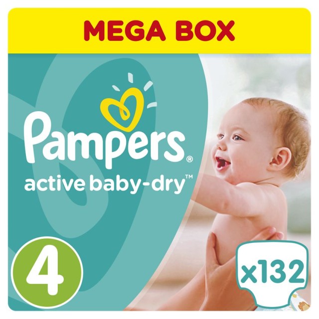 Pampers Active Baby Dry No.4 (8-14kg) 132 Πάνες