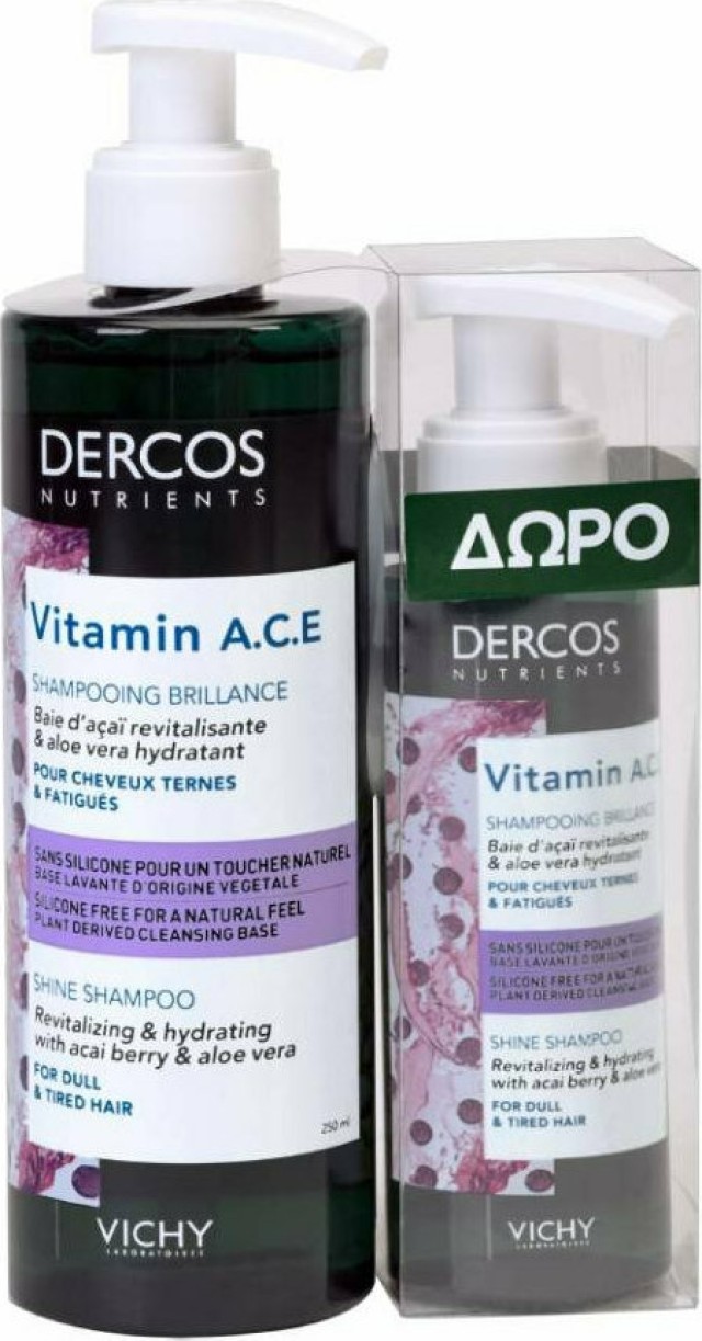 Vichy Dercos Nutrients Vitamin A C E Shine Shampoo 250ml & 100ml