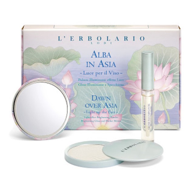 L'Erbolario Alba in Asia Make Up Kit Ανοιχτόχρωμη Πούδρα Λάμψης 8.5g & Light Effect Gloss 7ml & Καθρεφτάκι