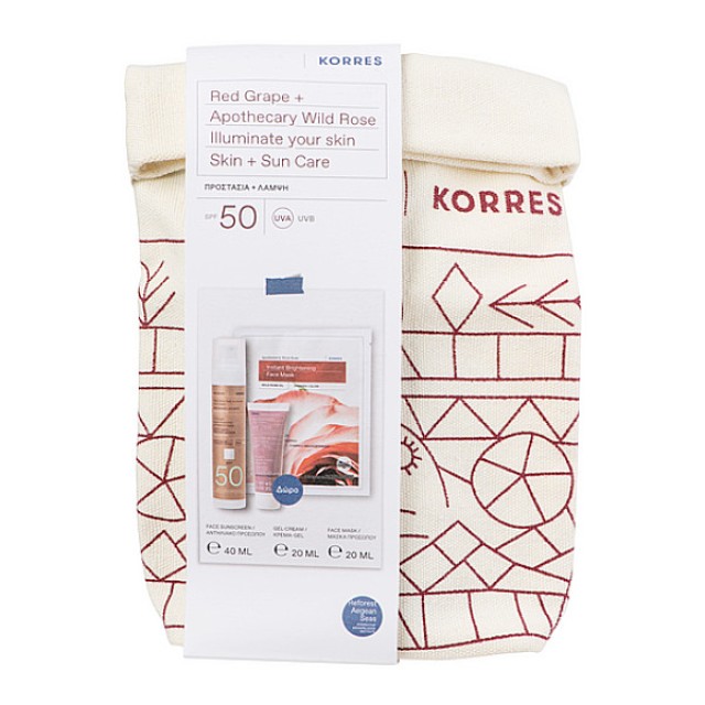 Korres Set Illuminate Your Skin Κόκκινο Αμπέλι Αντηλιακή Κρέμα Προσώπου SPF50 50ml