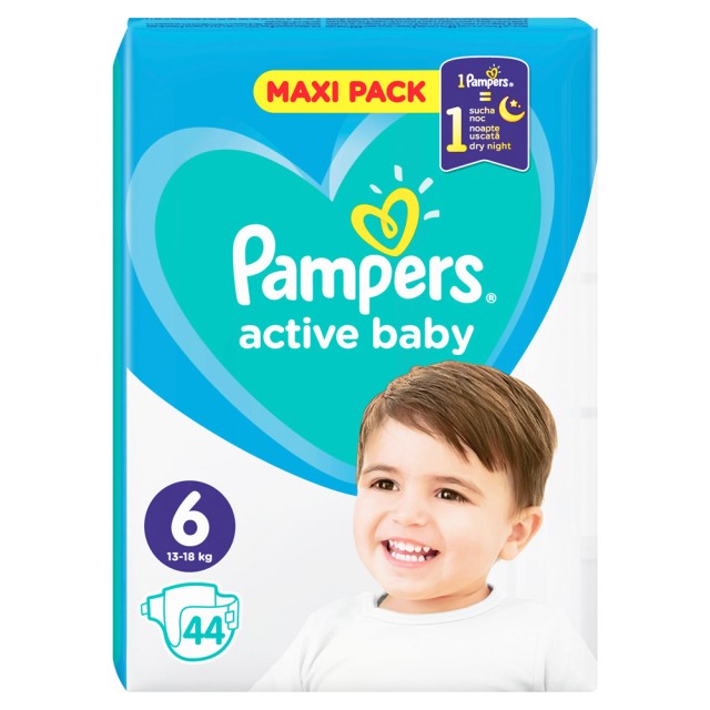 Pampers Active Baby Maxi Pack No.6 (13-18kg) 44τμχ