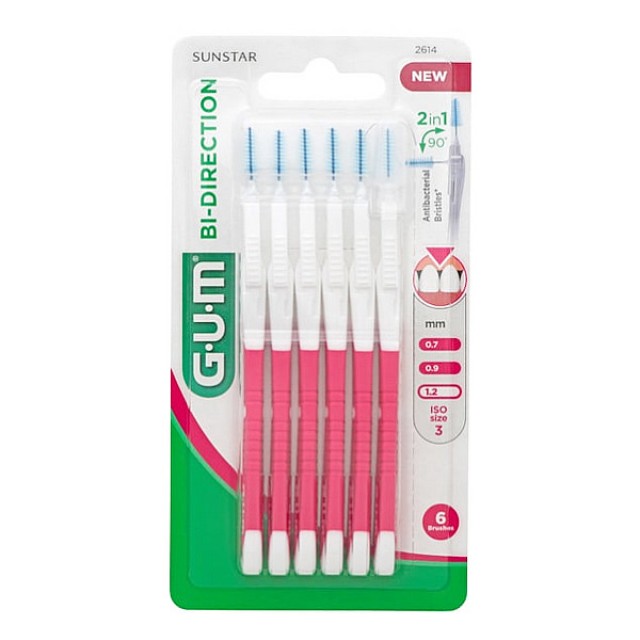 Gum Bi-Direction Μεσοδόντια Bουρτσάκια 1.2mm Κόκκινο 6 τεμάχια