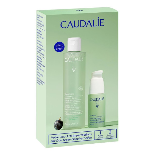 Caudalie Vinopure Blemish Control Salicylic Serum 30ml & Purifying Toner 200ml