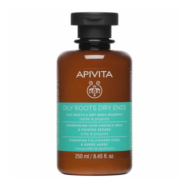 Apivita Oily Roots & Dry Ends Shampoo Σαμπουάν Εξισορρόπησης Για Λιπαρές Ρίζες & Ξηρές Άκρες Με Τσουκνίδα & Πρόπολη 250ml