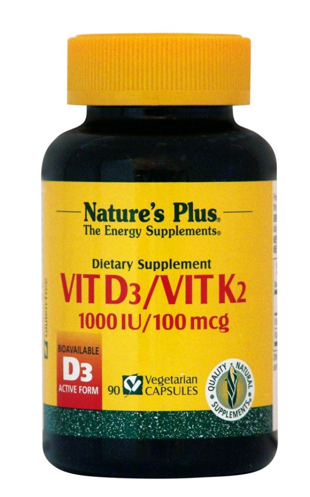 NATURE'S PLUS Vitamin D3 & Vitamin K2, 1000iu, 100mcg, 90vcaps