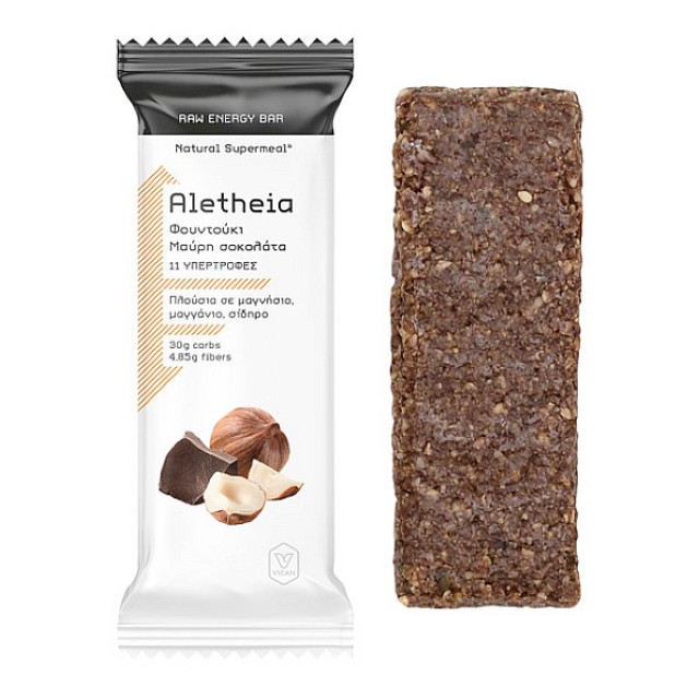 Aletheia Raw Energy Bar Φουντούκι-Μαύρη Σοκολάτα 50g