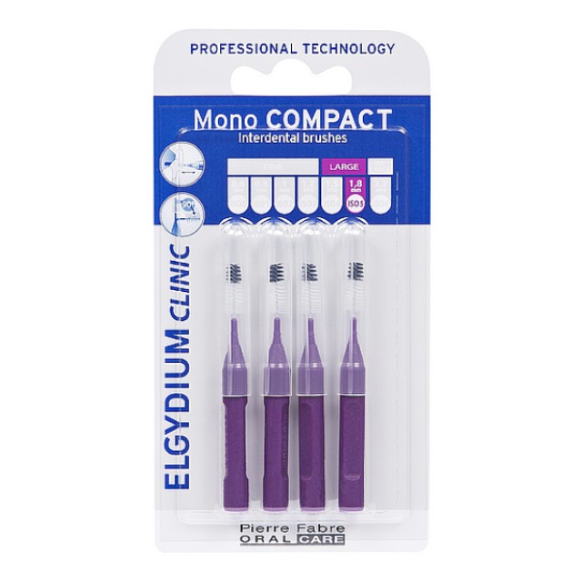 Elgydium Mono Compact Μεσοδόντια Βουρτσάκια 0.8 Μωβ 4 τεμάχια