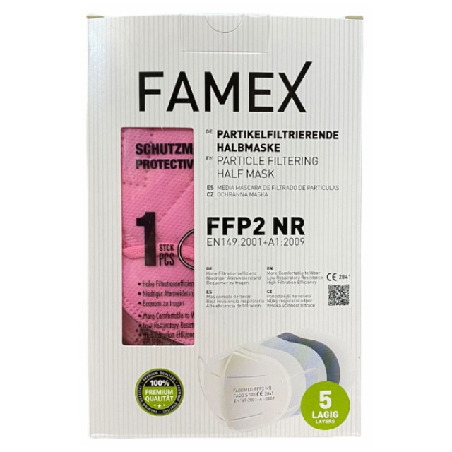 Famex Μάσκα Προστασίας Προσώπου FFP2 Ροζ 1 τεμάχιο