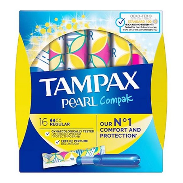 Tampax Pearl Compak Regular Ταμπόν Με Απλικατέρ 16 τεμάχια