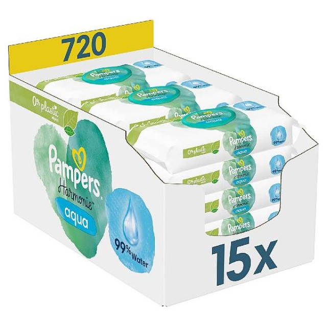 Pampers Wipes Harmonie Aqua 720 τεμάχια