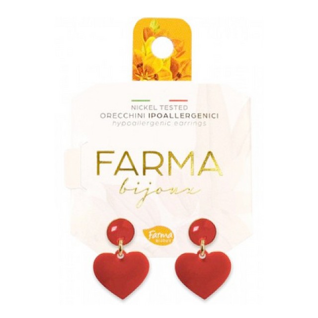 Farma Bijoux Υποαλλεγικά Σκουλαρίκια Κρεμαστές Κόκκινες Καρδιές 20mm